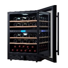 Винный шкаф встраиваемый Cellar Private CP043-2TB чёрный, 129 л, 2 отсека, 43 бут.
