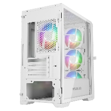 Компьютерный корпус Powercase Alisio Micro X4W V2, Tempered Glass, 4х 120мм ARGB fans, ARGB HUB, белый, mATX (CAMCXW-A4)