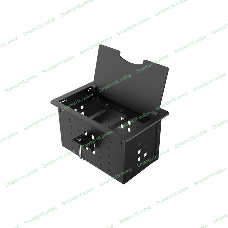 Прямоугольный металлический корпус Wize Pro WRTS-12BOX-B для модульной системы врезного лючка в стол с откидывающейся крышкой, до12 модулей-вставок, беспроводная зарядка 10Вт для моб.устройств на крышке, преустановленная рамка,черный