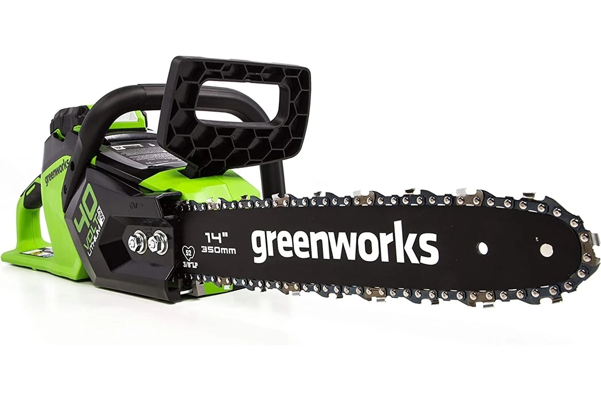 Цепная пила аккумуляторная (2005707UA) GreenWorks GD40CS15, 40V, 35 см, бесщеточная, 1,5 КВТ, с АКБ 2АЧ и ЗУ