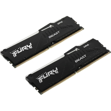 Оперативная память Kingston Fury Beast, DDR5, 32GB (2x16GB), 5200MHz, CL40, DIMM, с радиаторами, RGB, черный