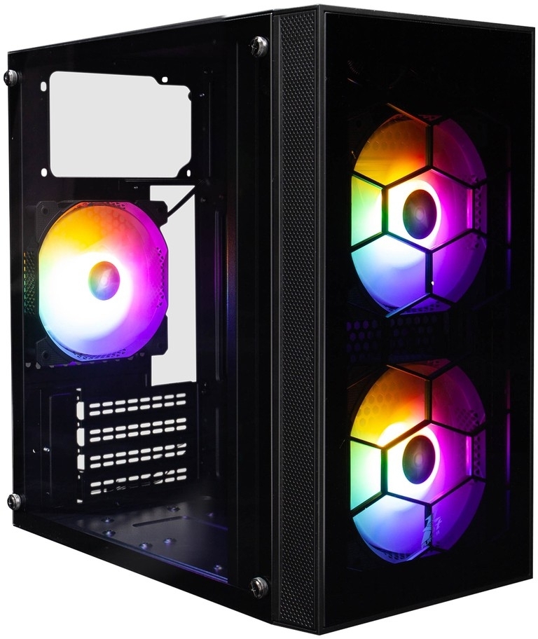 Компьютерный корпус 1STPLAYER FIREBASE X1 черный mATX 3x120мм LED fans X1-BK-3F1