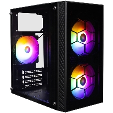 Компьютерный корпус 1STPLAYER FIREBASE X1 черный mATX 3x120мм LED fans X1-BK-3F1