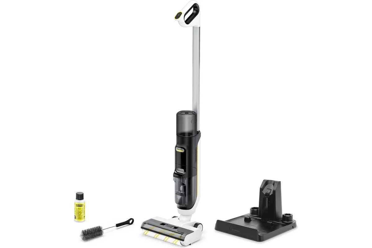 Пылесос вертикальный моющий Karcher FCV 3 белый/черный, питание от аккумулятора, 160 Вт, уборка сухая/влажная, пылесборник 0.8 л
