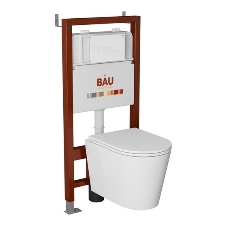 Комплект BAU 6 в 1: инсталляция BAU PRO, унитаз подвесной торнадо Bau Nimb Hurricane-3, сиденье дюропласт микролифт, клавиша BAU Hotel, белый глянец