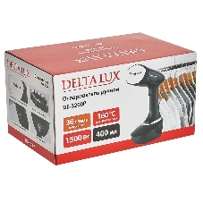 Отпариватель Delta LUX DE-3200P черный, 1500 Вт, 30 г/мин, 400 мл