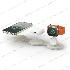 Переносное зарядное устройство Satechi Qi2 OntheGo 3-in-1 Wireless Charger, песочный