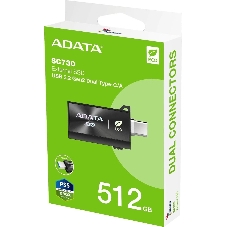 Внешний SSD ADATA SC730, 512 Gb, USB 3.2 Gen 2 Type-A/Type-C, R/W 600/600, черный