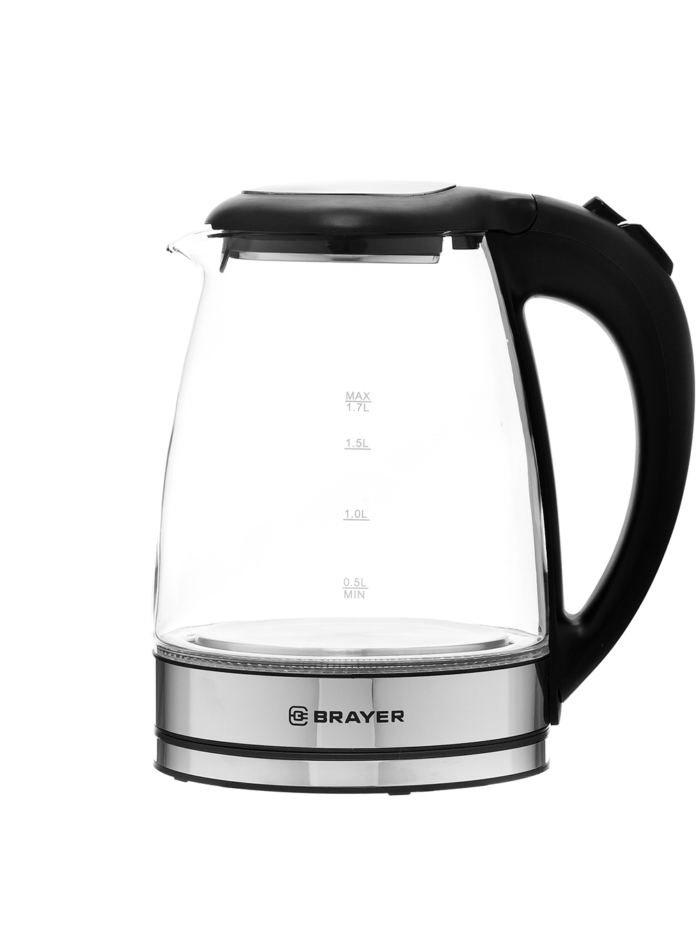 Чайник электрический BRAYER BR6116 черный, 1.7 л, 1800 Вт, скрытый нагревательный элемент