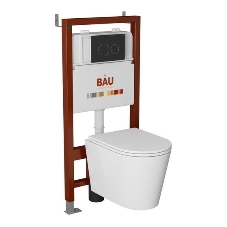 Комплект BAU 6 в 1: инсталляция BAU PRO, унитаз подвесной торнадо Bau Nimb Hurricane-3, сиденье дюропласт микролифт, клавиша BAU Dream, черный матовый