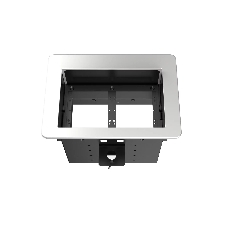 Прямоугольный металлический корпус Wize Pro WRTS-06BOX-S для модульной системы врезного лючка в стол с убирающейся крышкой для установки до 6 модулей-вставок, преустановленная рамка, серебристый