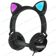 Гарнитура QUMO Game Cat чёрный, проводная, USB, подсветка