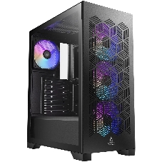 Корпус AZZA Aerohex Black, Midi-Tower, чёрный, 4 x 120 мм