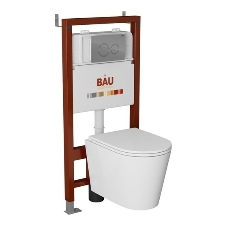Комплект BAU 6 в 1: инсталляция BAU PRO, унитаз подвесной торнадо Bau Nimb Hurricane-3, сиденье дюропласт микролифт, клавиша BAU Dream, хром