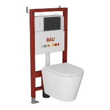Комплект BAU 6 в 1: инсталляция BAU PRO, унитаз подвесной торнадо Bau Nimb Hurricane-2, сиденье дюропласт микролифт, кнопка смыва BAU Soul, черная матовая