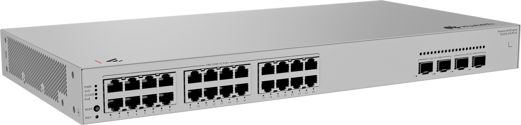 Коммутатор Huawei S220S-24LP4JX, 24×1 Гбит/с PoE+ + 2×10 Гбит/с SFP+ + 2×2,5 Гбит/с SFP, управляемый