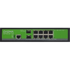 Коммутатор Digma DSP708G-2S-T135, 8×1 Гбит/с + 2×1 Гбит/с SFP, управляемый