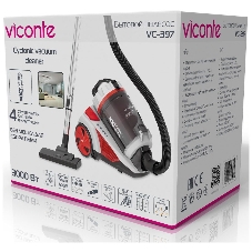 Пылесос Viconte VC-397 белый/красный, 600/3000 Вт, уборка сухая, пылесборник контейнер 2.2 л