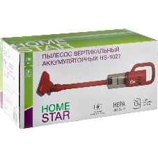 Пылесос вертикальный Homestar HS-1027 красный, питание от аккумулятора, 200 Вт, уборка сухая, пылесборник 1.5 л