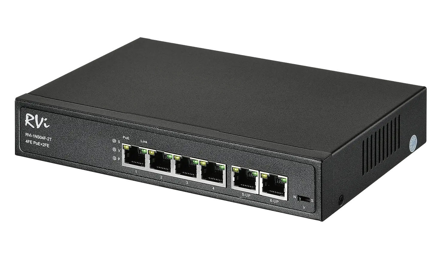 Коммутатор RVi-1NS04F-2T, 4×100 Мбит/с PoE + 2×100 Мбит/с, неуправляемый