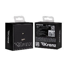 Розетка Kranz STRONG USB-A+Type-C 3А с функцией быстрой зарядки антрацит