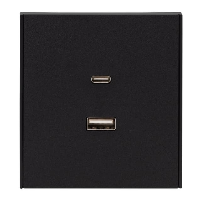Розетка Kranz STRONG USB-A+Type-C 3А с функцией быстрой зарядки антрацит