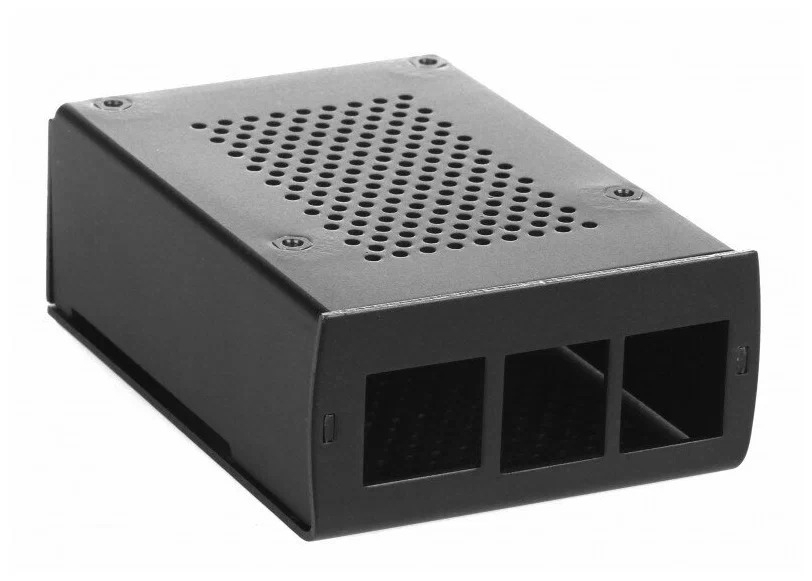 Корпус перфорированный Qumo с доп.креплением, Aluminum Case, Raspberry Pi 4B, черный(RS035)