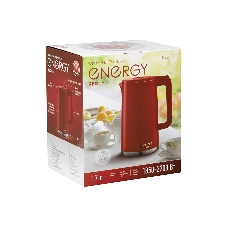 Электрочайник Energy E-208 красный, 1.7 л, 2200 Вт, скрытый нагревательный элемент