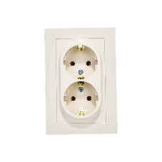 Розетка 2-м AtlasDesign с заземл. 16А в сборе беж. SchE ATN000224
