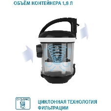 Пылесос Vitek 8142-VT-01 черный/белый, 200/1500 Вт, уборка сухая, пылесборник контейнер 1.8 л
