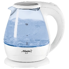 Электрочайник ATLANTA ATH-2460 белый, 1.5 л, 2200 Вт, скрытый нагревательный элемент