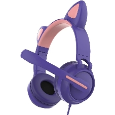 Гарнитура QUMO Game Cat фиолетовый, проводная, USB, подсветка