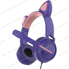 Гарнитура QUMO Game Cat фиолетовый, проводная, USB, подсветка