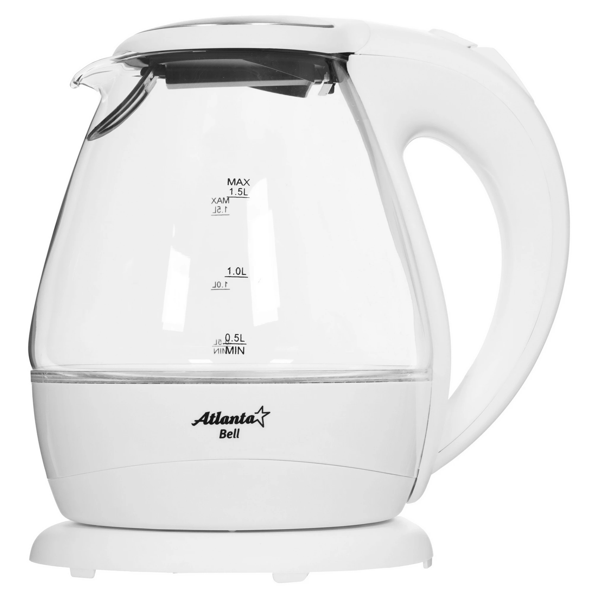 Электрочайник ATLANTA ATH-2460 белый, 1.5 л, 2200 Вт, скрытый нагревательный элемент