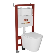 Комплект BAU 6 в 1: инсталляция BAU PRO, унитаз подвесной торнадо Bau Nimb Hurricane-2, сиденье дюропласт микролифт, кнопка смыва BAU Soul, белая
