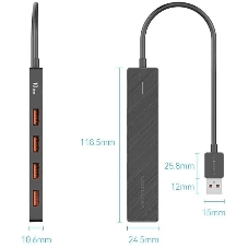 USB-концентратор Vention CHOBB, USB, USB Type-C/USB 4 порта, USB