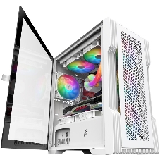 Компьютерный корпус 1STPLAYER TRILOBITE T3 белый/mATX, TG/4x 120мм LED fans inc./T3-WH-4F1-W