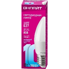 Лампа светодиодная ОНЛАЙТ 61961 OLL-C37-10-230-6.5K-E27-FR
