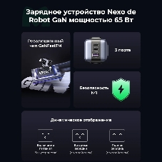 Сетевое зарядное устройство Nexode Robot 65Вт 2xUSB-C, 1xUSB-A, GaN Gray (25685B)