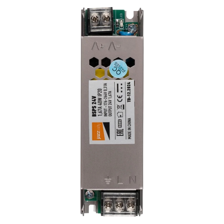 Блок питания для светодиодной ленты JazzWay 40Вт 1.67А 24В IP20 BSPS метал. Pro