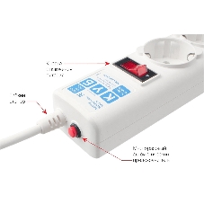 Фильтр-удлинитель, PC 0,5 м 5 р, бел. 10А, SPG-B-0,5M-WHITE