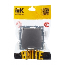 Розетка 1-местная IEK BRITE РСбш10-3-44-БрС с заземлением, с защитными шторками и крышкой, 16А, IP44, сталь