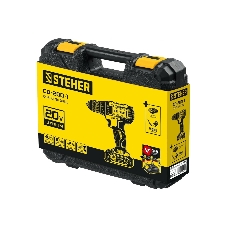 Дрель-шуруповерт STEHER CD-200-1, 20 В, 2 Ач, 45 Нм, бесщеточный