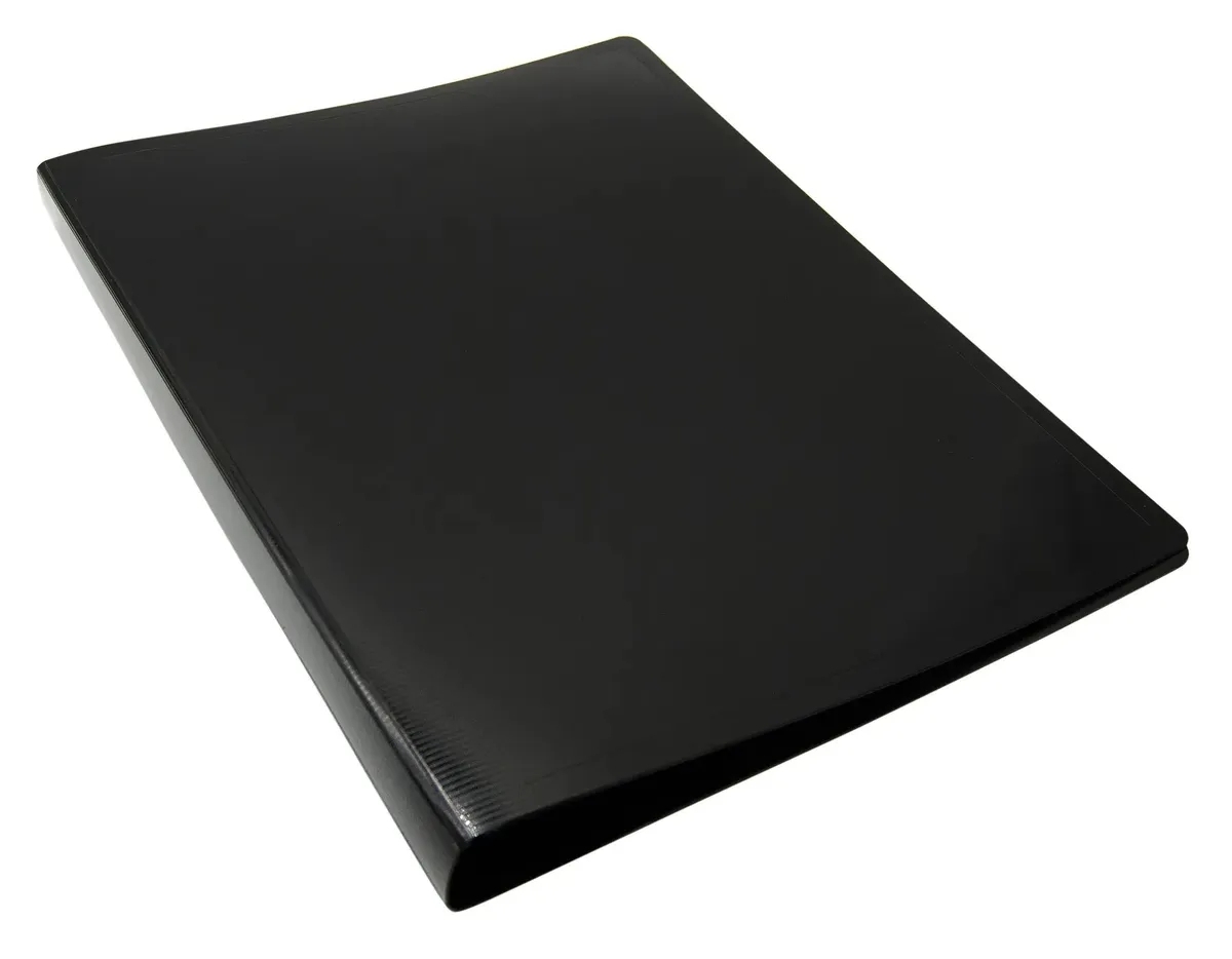 Папка с 20 прозрачными вкладками Бюрократ DeLuxe DLV20BLCK A4, пластик, 0.7мм, черный