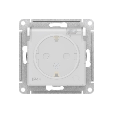 Механизм розетки 1-м СП AtlasDesign AQUA с заземл. защ. шторки с защ. крышкой 16А IP44 белый, SchE ATN440146