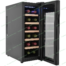 Винный шкаф ZÜGEL ZTWF122B черный, 32 л, 1 отсек, 12 бут.