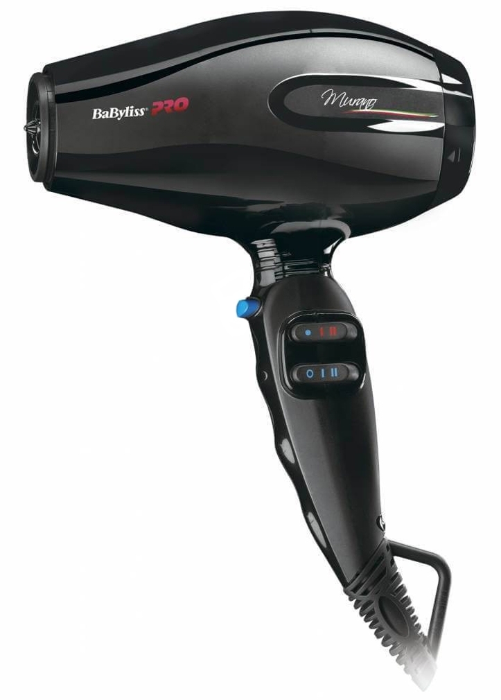 Фен BaByliss Pro Murano черный, 2000 Вт, компактный, ионизация