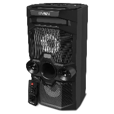 Мобильные колонки SVEN PS-655 2.0 черные (2x25W, mini Jack, USB Type-C, USB flash, Bluetooth, FM, micro SD, ПДУ, LED экран, 4400 мA, RGB подсветка)
