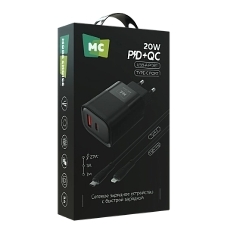 Сетевое зарядное устройство MORE CHOICE (4620202555557) NC81i СЗУ 1USB+1Type-C 3.0A PD 20W+ QC3.0, черный