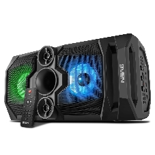Мобильные колонки SVEN PS-655 2.0 черные (2x25W, mini Jack, USB Type-C, USB flash, Bluetooth, FM, micro SD, ПДУ, LED экран, 4400 мA, RGB подсветка)